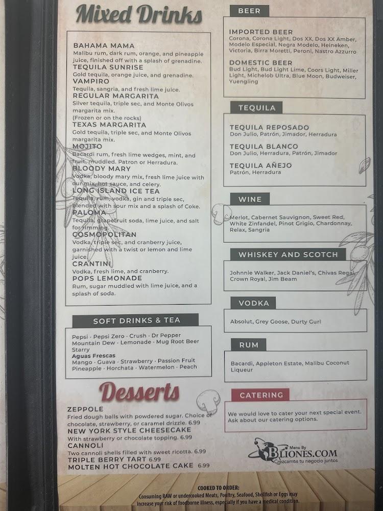 Monte Olivos Restaurant Menu image 2